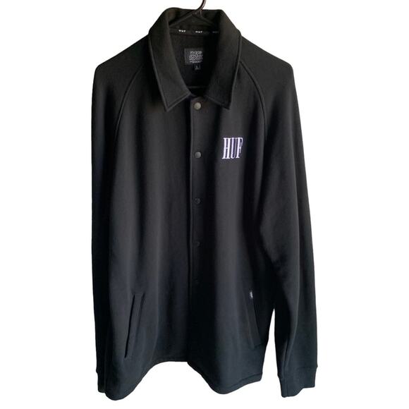 Huff Men's Popeye Black Jacket Olive Graphic Fleece Coach Zip Out Large - Picture 2 of 14